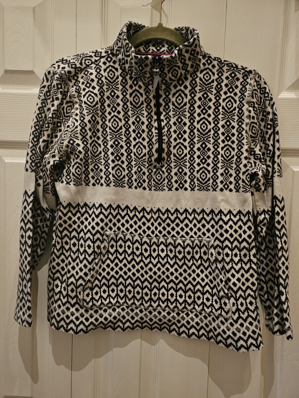 Black & White Patterned Half-Zip Pullover
